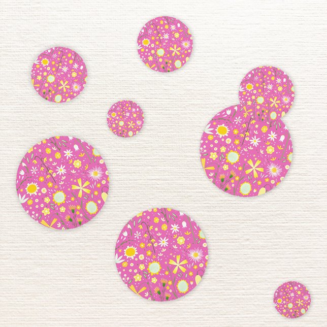 Confetti floral de flores silvestres rosadas de bo (Pink wild flower art modern table confetti)