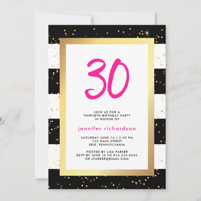 Confetti moderno | 30.ª invitación a la fiesta de  (Anverso)
