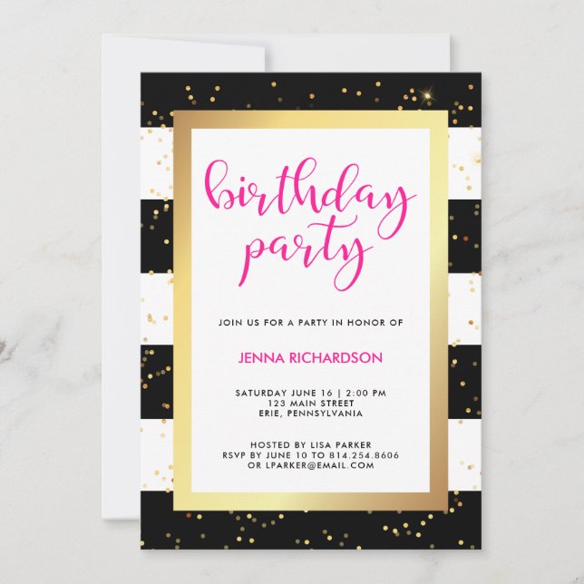 Confetti moderno | Invitación a la fiesta de cumpl (Anverso)