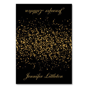 Confetti negro y oro   Tarjetas de colocación