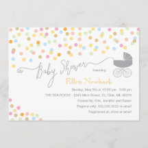 Confetti neutro| Invitaciones a la ducha para bebé