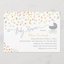 Confetti neutro| Invitaciones a la ducha para bebé