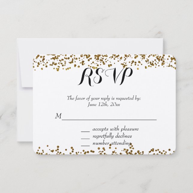 Confetti Purpurina de Bling de oro RSVP (Anverso)