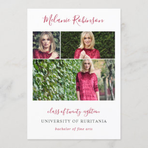 Confetti rosa caliente 3 fotos Invitación de gradu