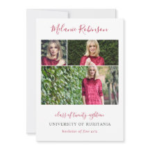 Confetti rosa caliente 3 fotos Invitación de gradu