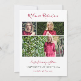 Confetti rosa caliente 3 fotos Invitación de gradu