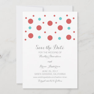 Confetti Verde azulado rojo Guardar la invitación 