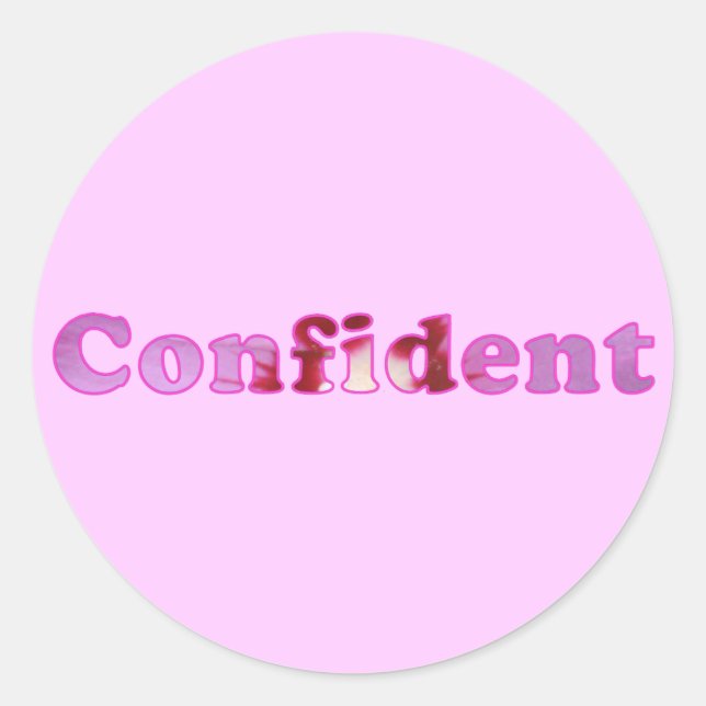 Confiado escrito con Pegatinas de flores rosas (Anverso)