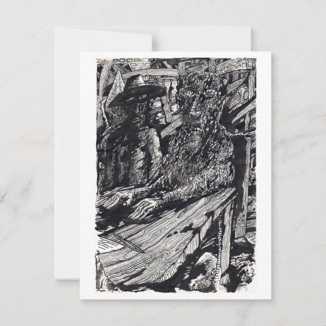 "¡Confiesa!" Tarjeta plana de dibujo con tinta par (Anverso)