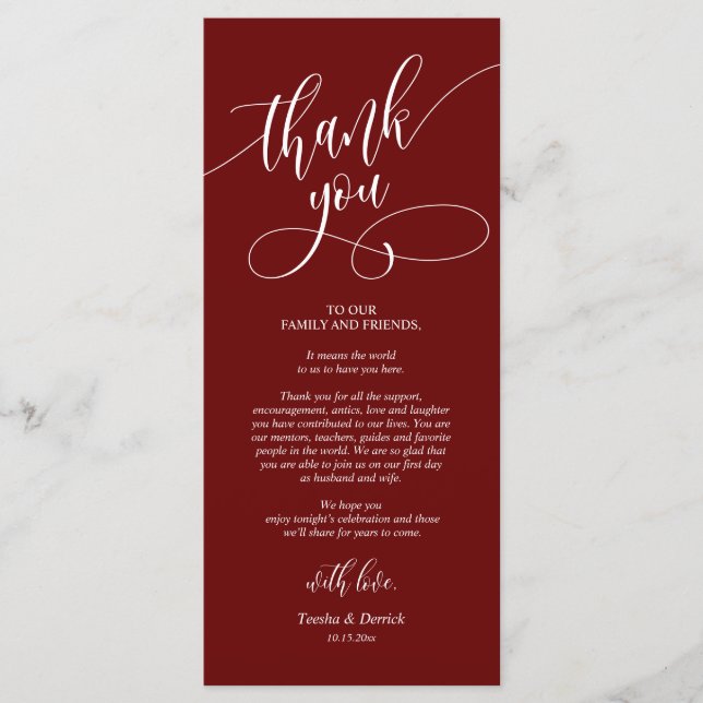 Configuración de la cena Gracias, Tarjetas de cali (Anverso)