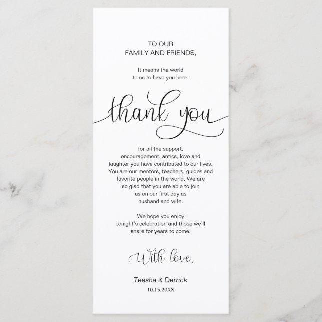 Configuración de la cena Gracias, Tarjetas de fuen (Anverso)