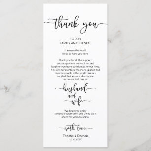 Configuración del lugar del boda Gracias, Tarjeta 