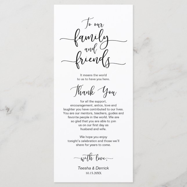 Configuración del lugar del boda Gracias, tarjeta  (Anverso)
