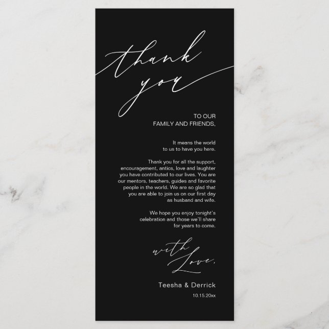 Configuración del lugar del boda Gracias Tarjeta M (Anverso)