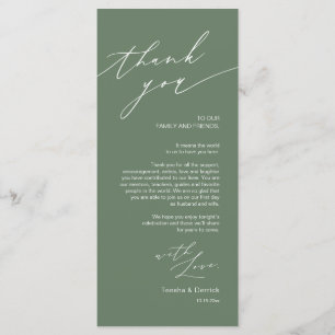 Configuración del lugar del boda Gracias Tarjeta M