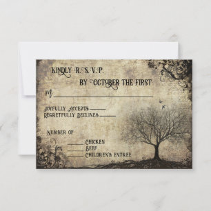 Confirmación de asistencia a boda de árbol vintage