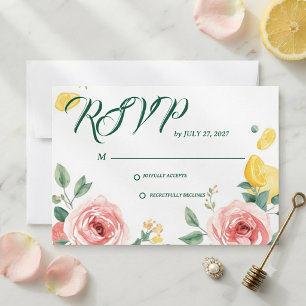 Confirmación de asistencia de boda con rosa de ton