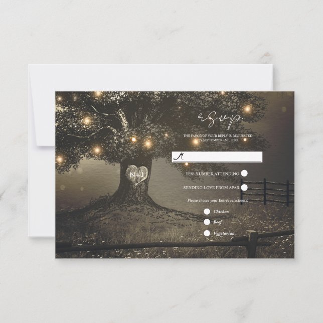 Confirmación de asistencia para boda con luces de  (Anverso)