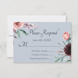 Confirmación de asistencia para boda floral azul p