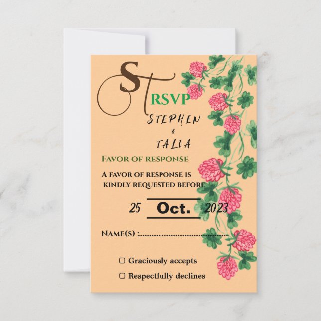 Confirmación de asistencia para bodas (Anverso)