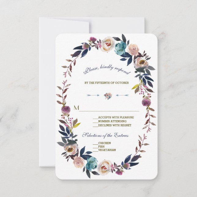 Confirmación de asistencia para bodas | Dusty Blue (Anverso)