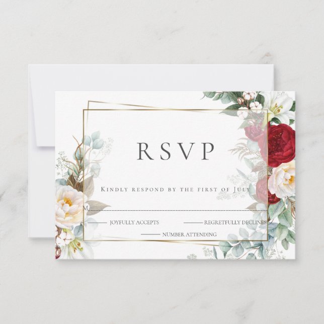 Confirmación de asistencia para bodas | Floral de  (Anverso)