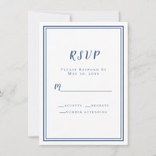 Confirmación de Boda Azul Blanco Simple Moderno Mi