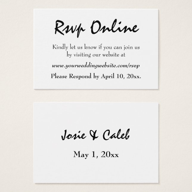 Confirmación de Boda en Línea Editable Script Negr (Anverso y reverso)
