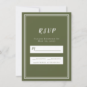 Confirmación de boda Verde oliva Sencillo Chic Min