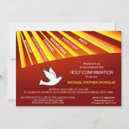 Confirmación de invitación Dorado y Rayos Rojos