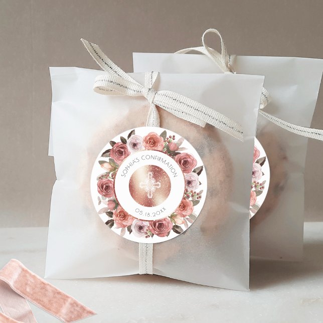 Confirmación de niña, Sello de sobre floral/Favor (Subido por el creador)