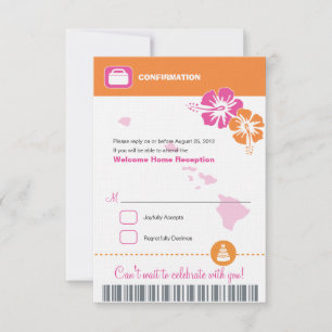 Confirmación de RSVP para Boda en Hawái Tarjeta de
