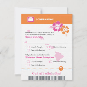 Confirmación de RSVP para Boda en Hawái Tarjeta de