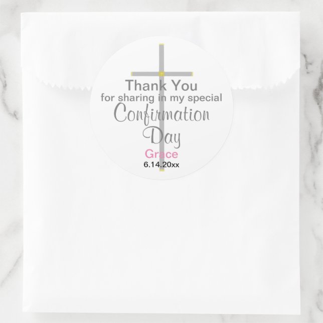 Confirmación Hija Gracias Pegatinas Redondos (Bolso)