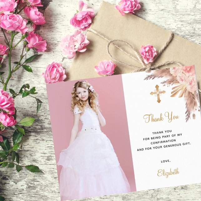 Confirmación pampas blush foto tarjeta de agradeci (Subido por el creador)
