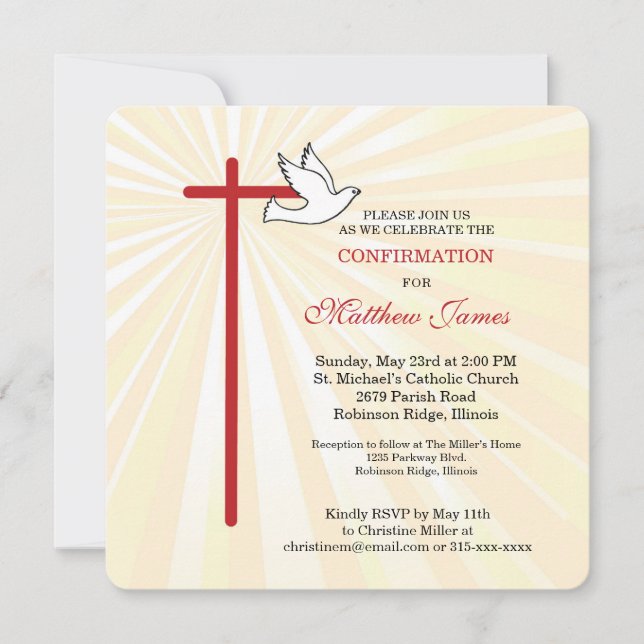 Confirmación para Boy Cross Dove Golden Rays (Anverso)