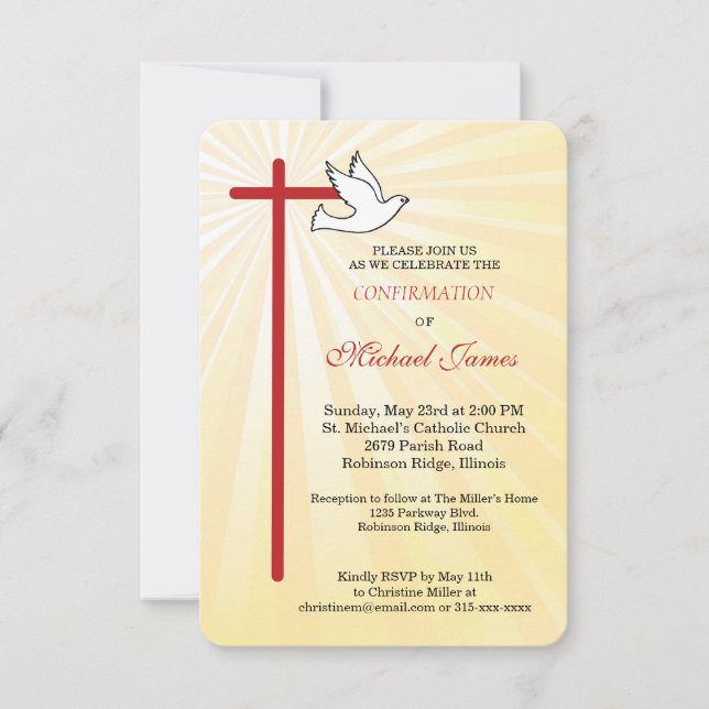 Confirmación para macho Cross Dove Rays dorados (Anverso)