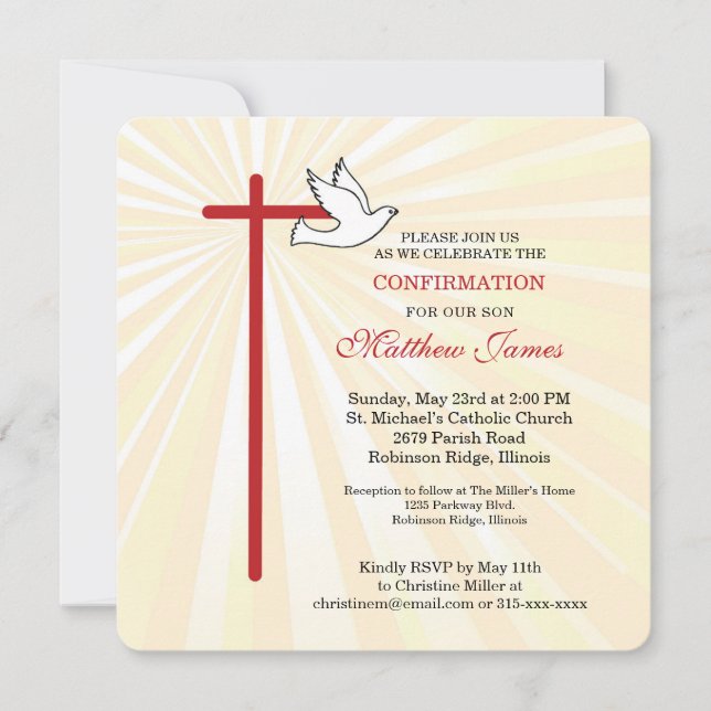 Confirmación para Son Cross Dove Golden Rays (Anverso)