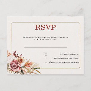 Confirmar asistencia en tarjeta postal de boda en 