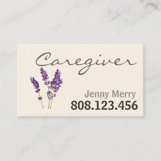 Confort de Lavender: Tarjetas de visita para cuida
