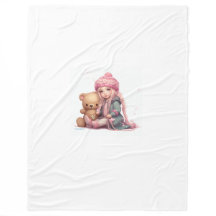 "Confort suave: Chica con manta de muñecas"