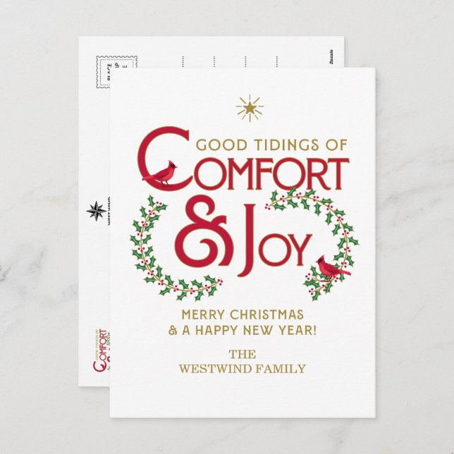 Confort y alegría Feliz Navidad Holly (Anverso / Reverso)