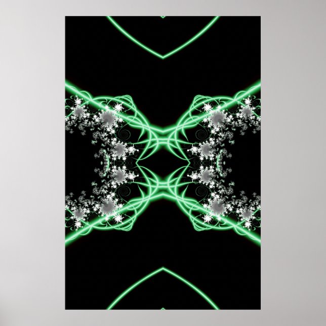 Confusión | Arte fractal verde y blanco (Frente)