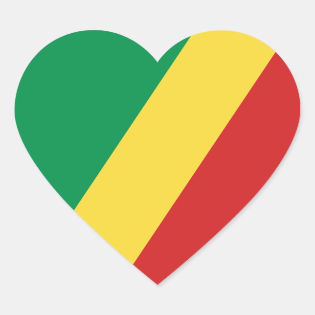 Congo-Brazzaville Bandera Pegatina del Corazón (Anverso)