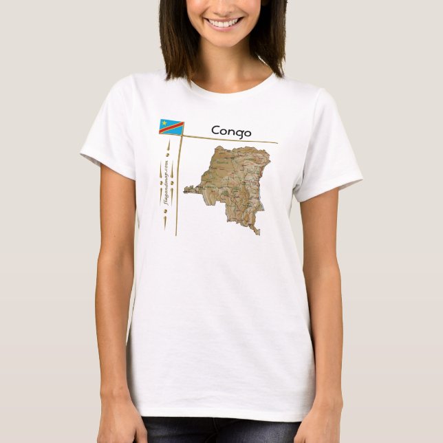Congo-Kinshasa Mapa + Bandera + Título Camiseta (Anverso)