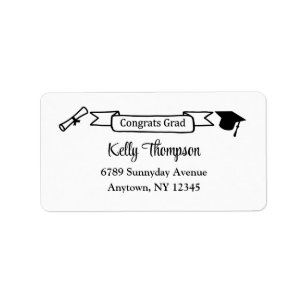 Congrats Grad Address Labels, Pegatinas de graduac