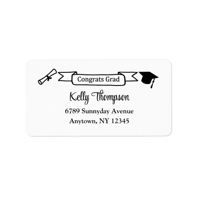 Congrats Grad Address Labels, Pegatinas de graduac (Frente)