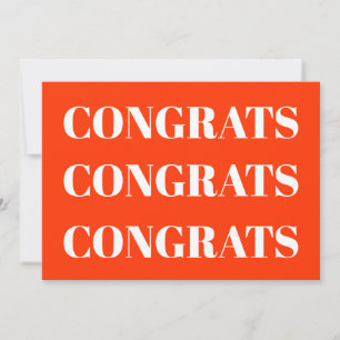Congrats neón naranja tarjeta blanca moderna