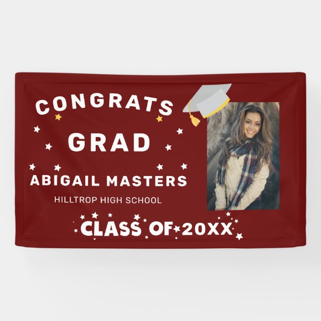 congratulations graduado estrellas foto pancarta d (Horizontal)
