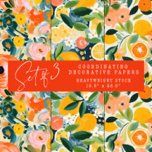 CONJUNTO ABSTRACTO DE CITRUS Y PAPEL DECORATIVO FL